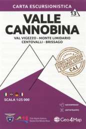 Carta escursionistica Valle Cannobina. Scala 1:25.000. Ediz. italiana, inglese, tedesca e francese. 13.
