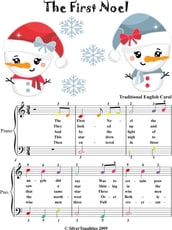 The First Noel Easy Piano Sheet Music with Colored Notes