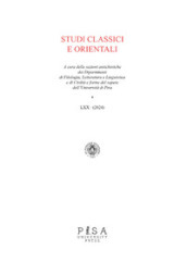 Studi classici orientali (2024). Vol. 70